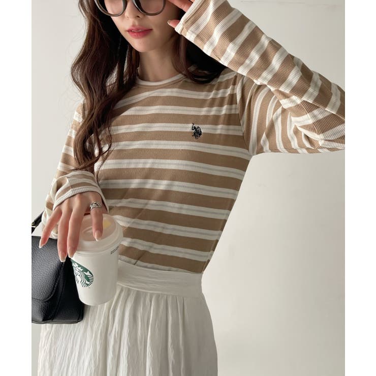 U.S. POLO ASSN. ラメ リブ ボーダー クルーネック Tシャツ | Ada. | 詳細画像10 