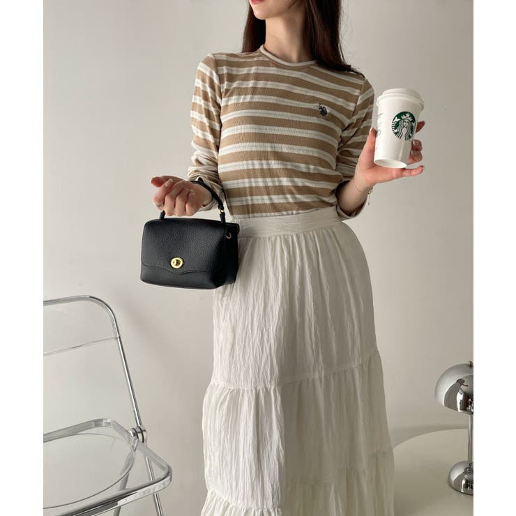 U.S. POLO ASSN. ラメ リブ ボーダー クルーネック Tシャツ | Ada. | 詳細画像14 