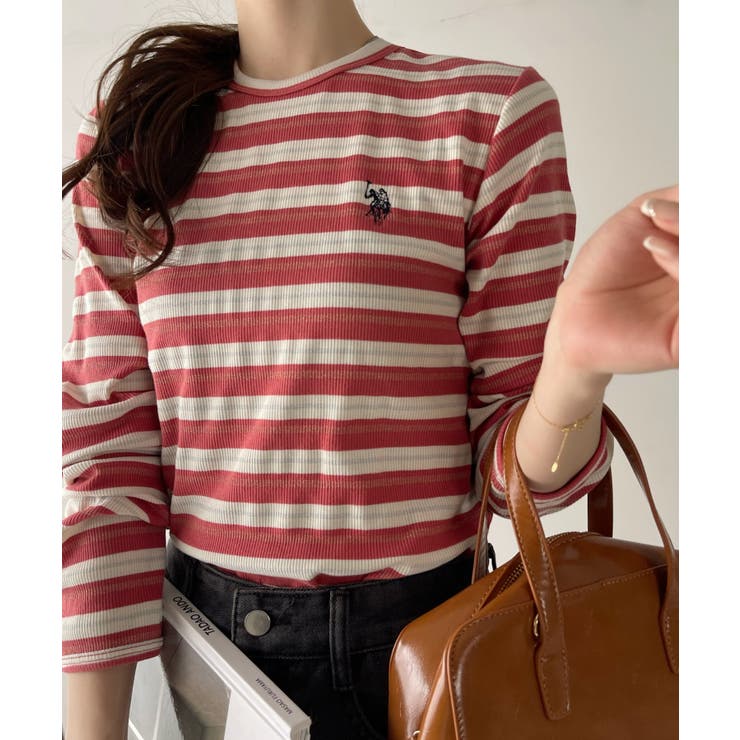 U.S. POLO ASSN. ラメ リブ ボーダー クルーネック Tシャツ | Ada. | 詳細画像15 