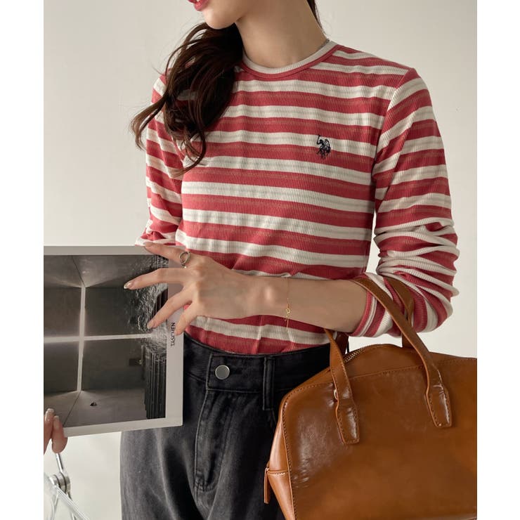 U.S. POLO ASSN. ラメ リブ ボーダー クルーネック Tシャツ | Ada. | 詳細画像17 