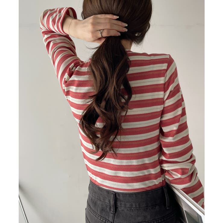 U.S. POLO ASSN. ラメ リブ ボーダー クルーネック Tシャツ | Ada. | 詳細画像19 