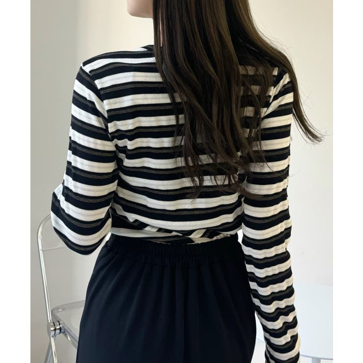 U.S. POLO ASSN. ラメ リブ ボーダー クルーネック Tシャツ | Ada. | 詳細画像25 