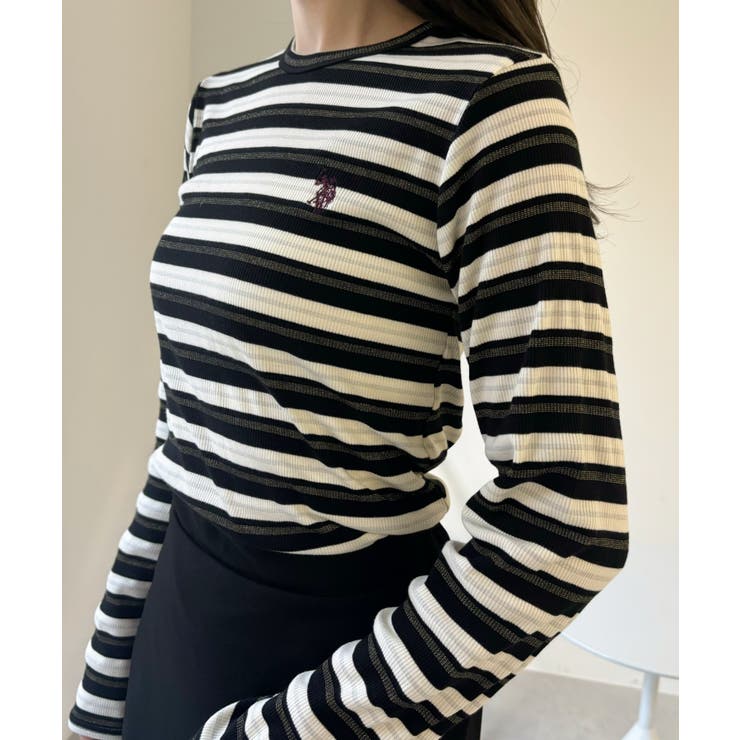 U.S. POLO ASSN. ラメ リブ ボーダー クルーネック Tシャツ | Ada. | 詳細画像28 