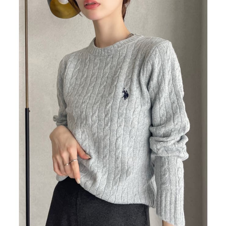 U.S. POLO ASSN. 総ケーブルデザイン クルーネック ニット[品番
