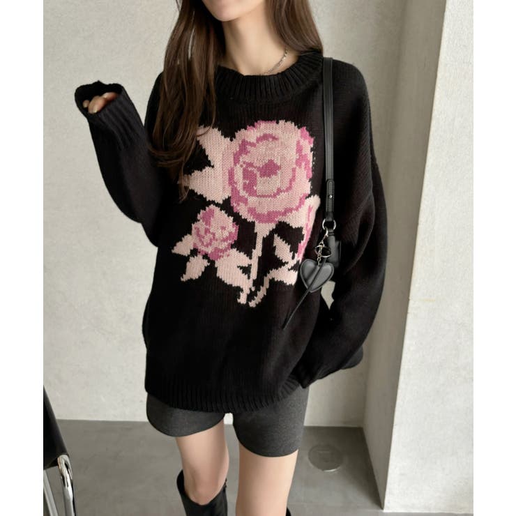 ローズ ジャガード オーバーサイズ ニット | Ada. | 詳細画像16 