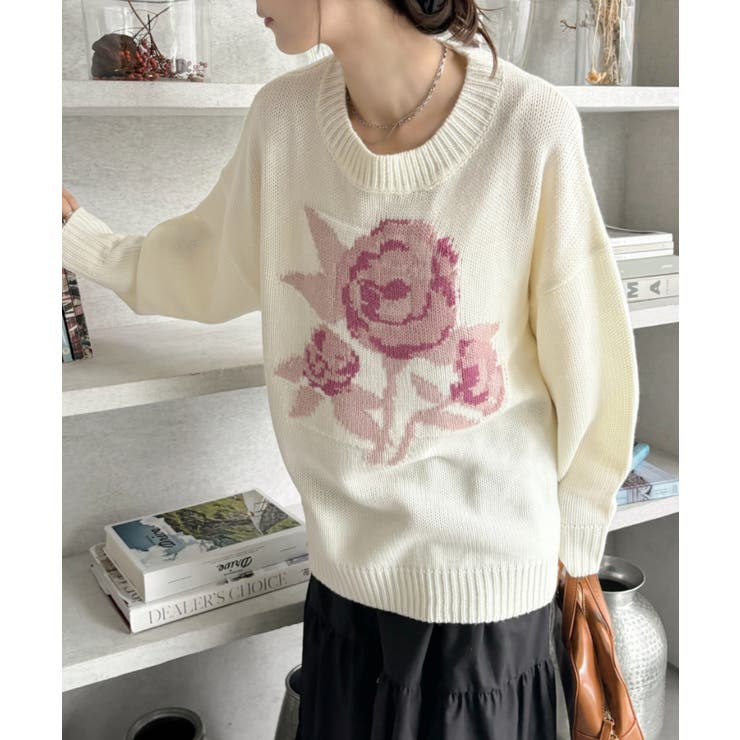 ローズ ジャガード オーバーサイズ ニット | Ada. | 詳細画像17 