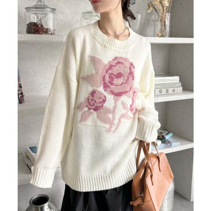 ローズ ジャガード オーバーサイズ ニット | Ada. | 詳細画像18 