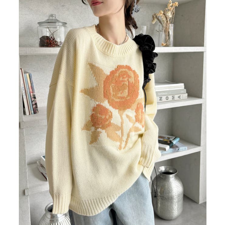 ローズ ジャガード オーバーサイズ ニット | Ada. | 詳細画像21 