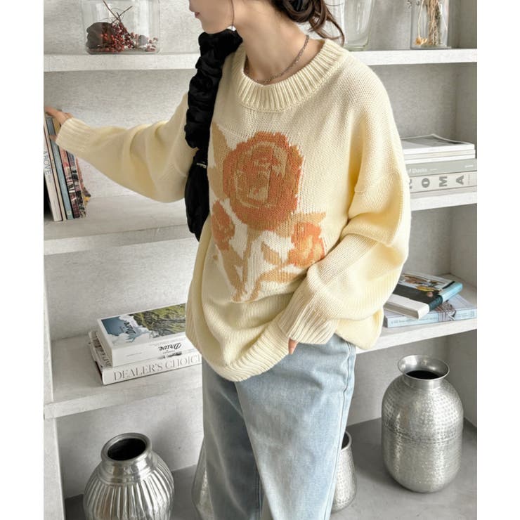 ローズ ジャガード オーバーサイズ ニット | Ada. | 詳細画像22 