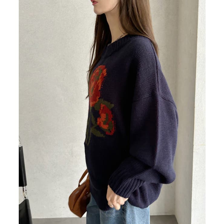 ローズ ジャガード オーバーサイズ ニット | Ada. | 詳細画像29 