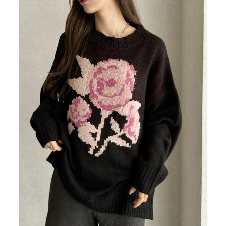 ローズ ジャガード オーバーサイズ ニット | Ada. | 詳細画像3 