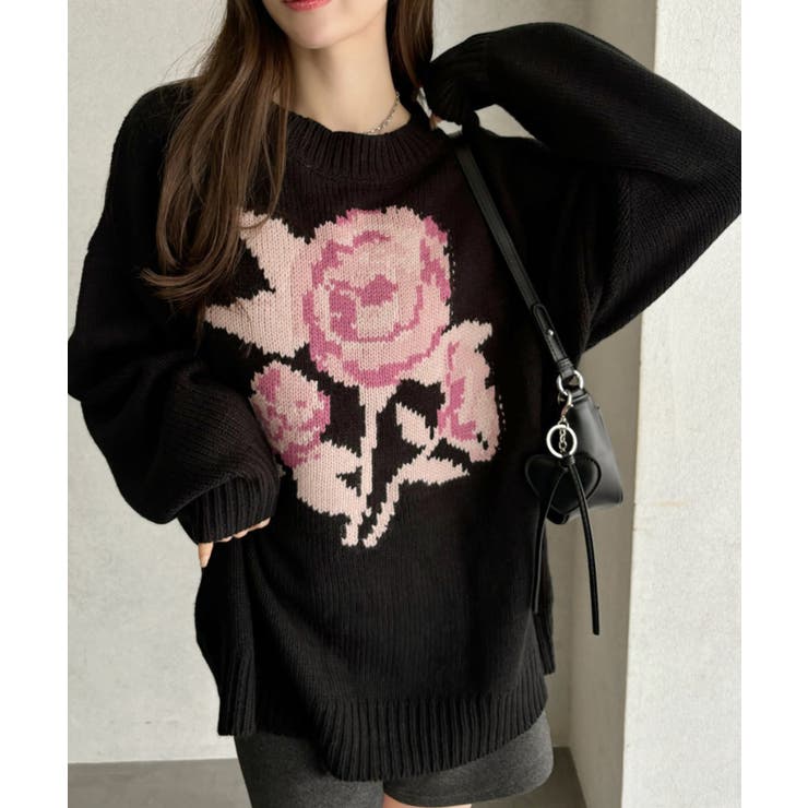 ローズ ジャガード オーバーサイズ ニット | Ada. | 詳細画像30 