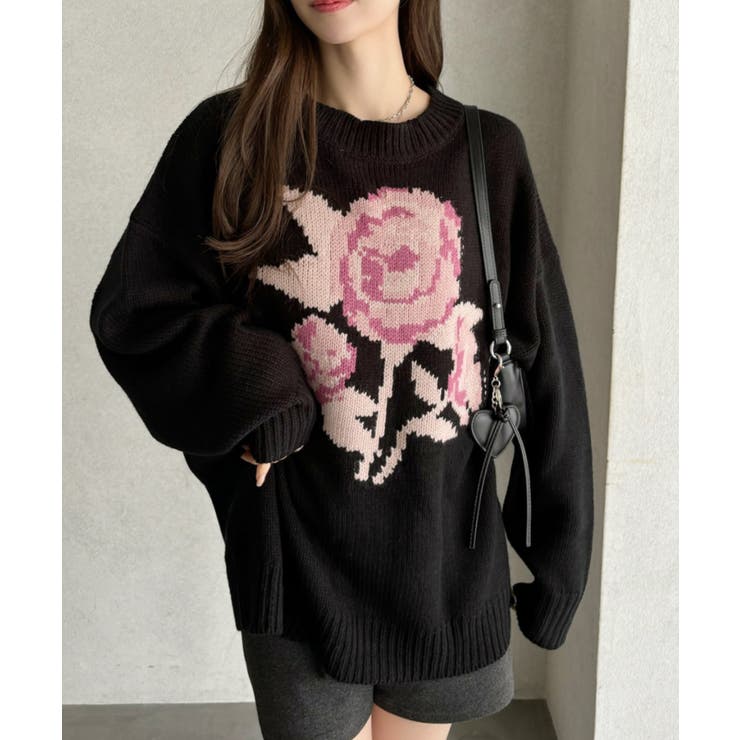 ローズ ジャガード オーバーサイズ ニット | Ada. | 詳細画像33 