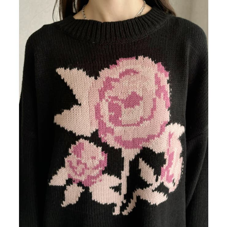 ローズ ジャガード オーバーサイズ ニット | Ada. | 詳細画像36 