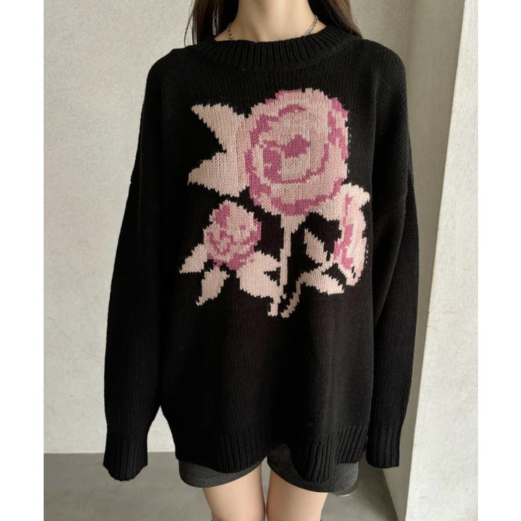 ローズ ジャガード オーバーサイズ ニット | Ada. | 詳細画像37 