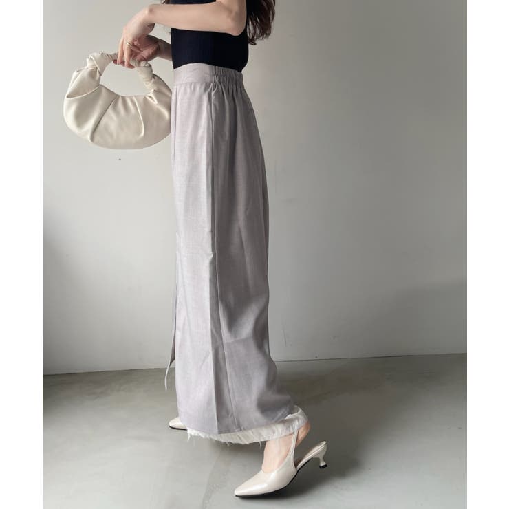 ストライプデザイン フェイクレイヤード タイトスカート[品番