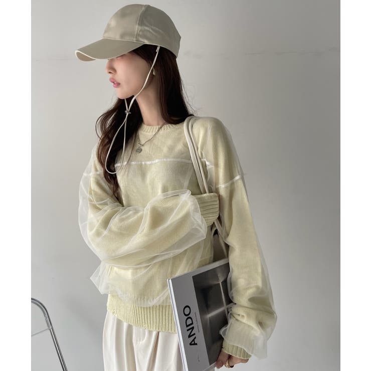 チュールドッキング ミックスカラー ニット | Eclat one | 詳細画像21 