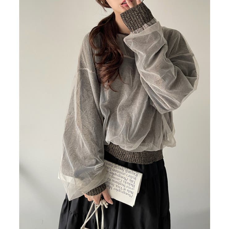 チュールドッキング ミックスカラー ニット | Eclat one | 詳細画像4 