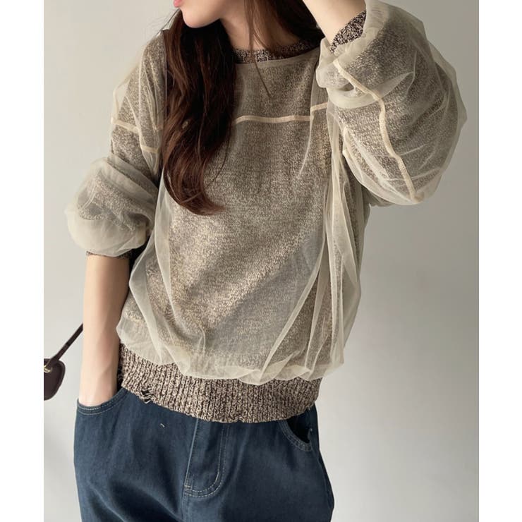 チュールドッキング ミックスカラー ニット | Eclat one | 詳細画像6 