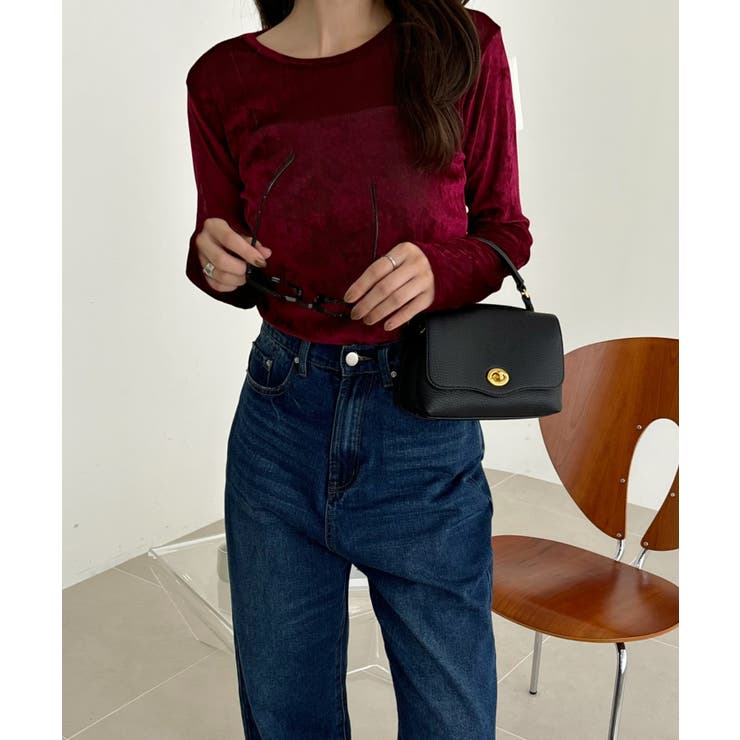 シアー ベロア クルーネック ロングスリーブ トップス | Ada. | 詳細画像14 