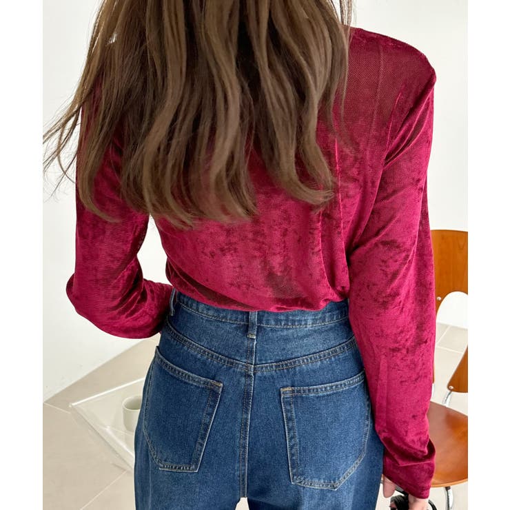 シアー ベロア クルーネック ロングスリーブ トップス | Ada. | 詳細画像17 