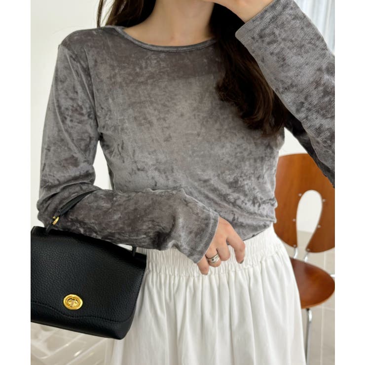 シアー ベロア クルーネック ロングスリーブ トップス | Ada. | 詳細画像23 