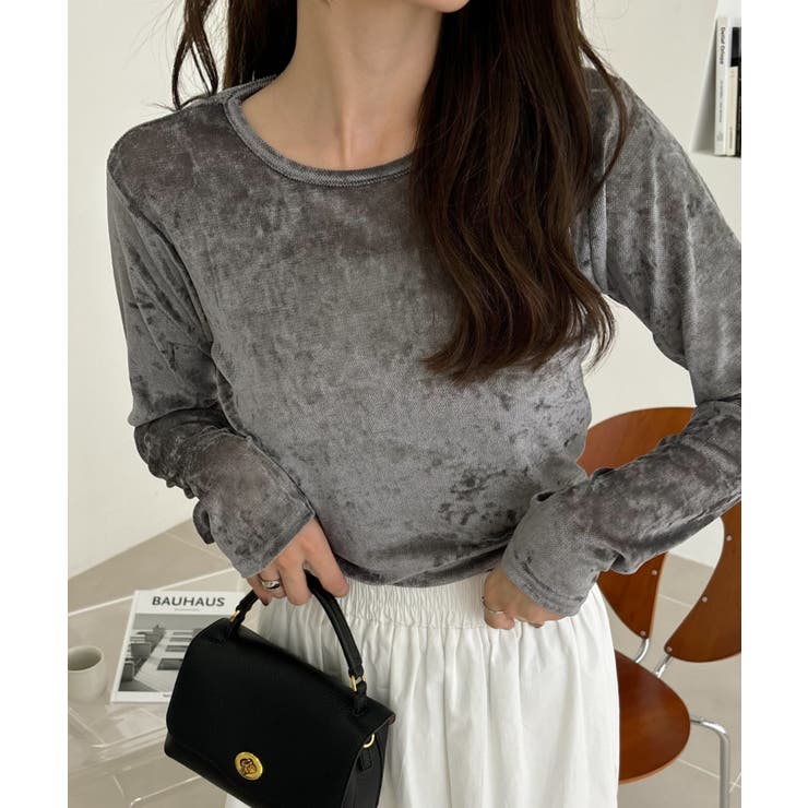 シアー ベロア クルーネック ロングスリーブ トップス | Ada. | 詳細画像28 