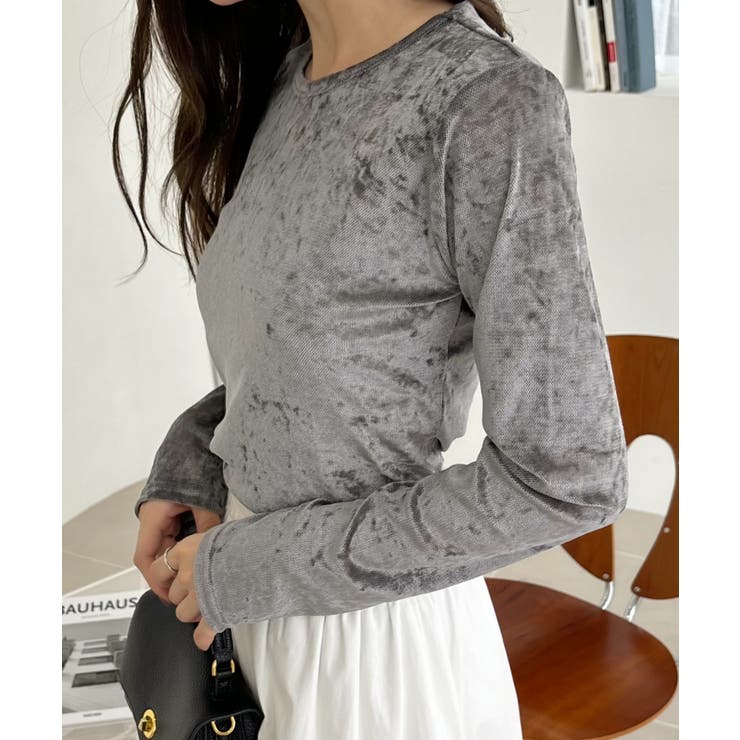 シアー ベロア クルーネック ロングスリーブ トップス | Ada. | 詳細画像30 