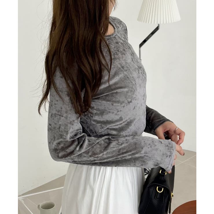 シアー ベロア クルーネック ロングスリーブ トップス | Ada. | 詳細画像31 