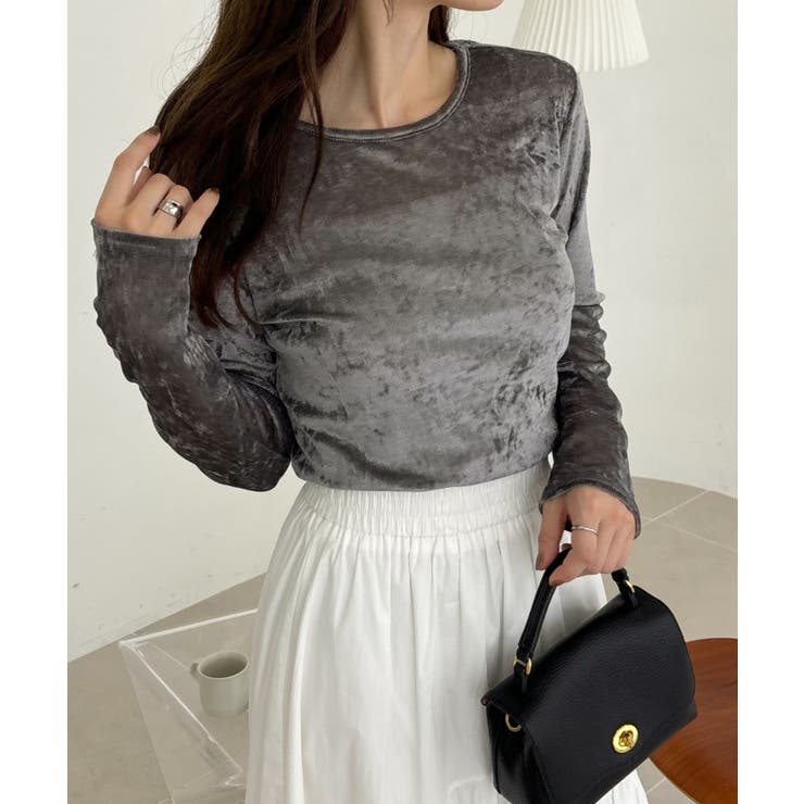 シアー ベロア クルーネック ロングスリーブ トップス | Ada. | 詳細画像32 