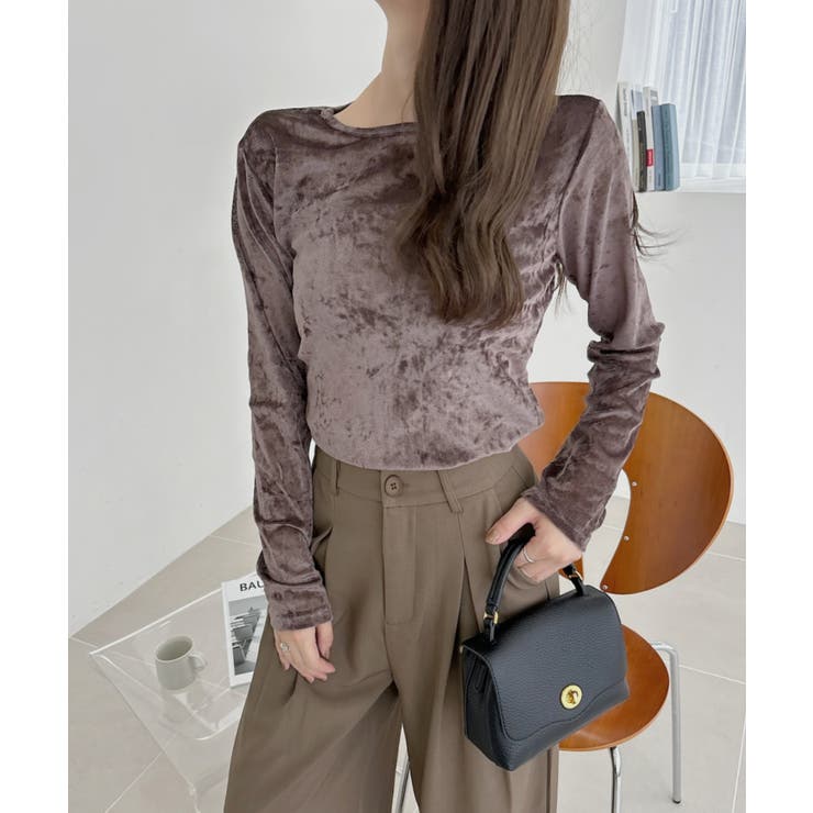 シアー ベロア クルーネック ロングスリーブ トップス | Ada. | 詳細画像35 