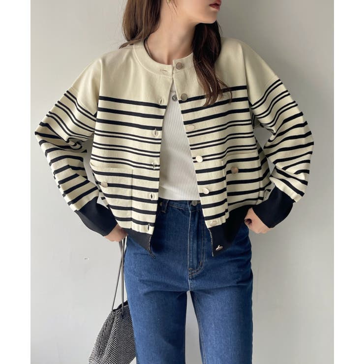 Eclat one】アソート 金ボタン ニットカーディガン[品番：ORGW0009040