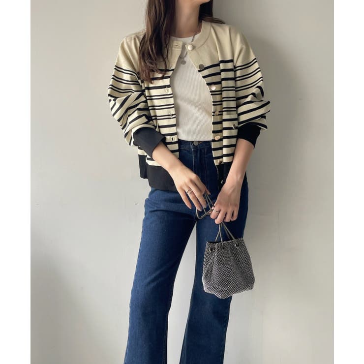 Eclat one】アソート 金ボタン ニットカーディガン[品番：ORGW0009040