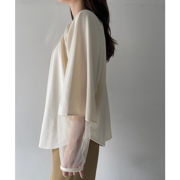 【Eclat one】シアー ドッキング ランタンスリーブ ブラウス | Eclat one | 詳細画像26 