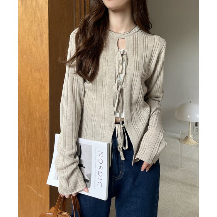 2WAY リボン開き メランジニット トップス | Ada. | 詳細画像11 