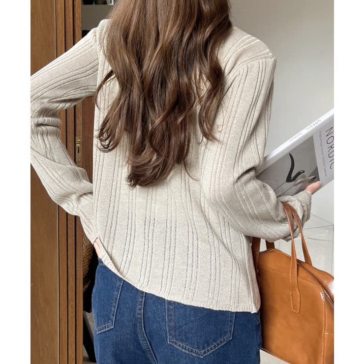 2WAY リボン開き メランジニット トップス | Ada. | 詳細画像13 