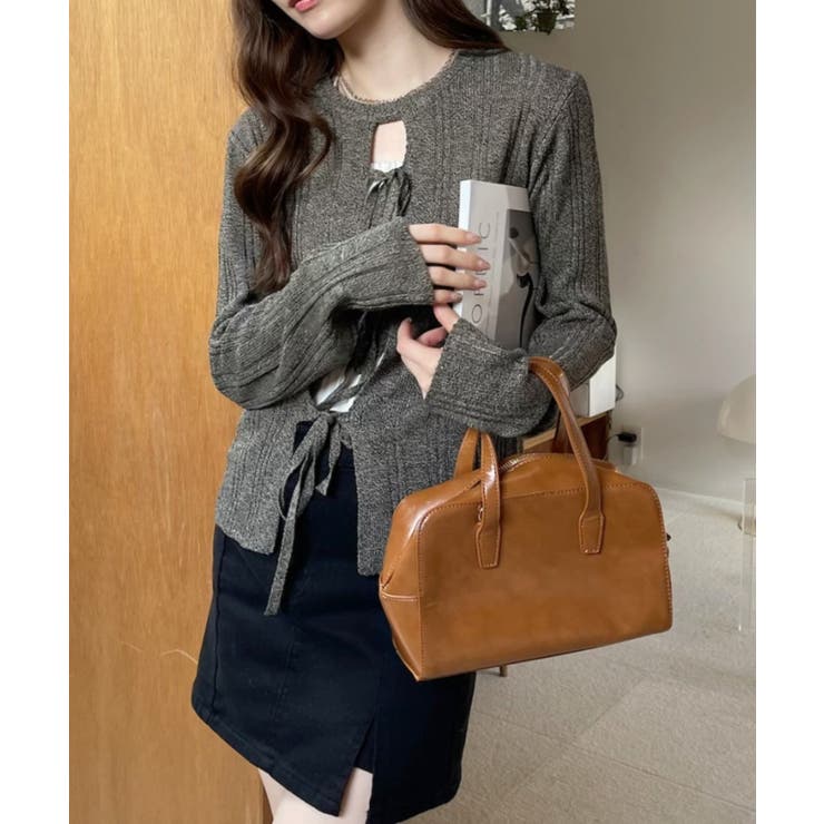 2WAY リボン開き メランジニット トップス | Ada. | 詳細画像19 