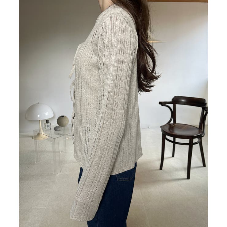 2WAY リボン開き メランジニット トップス | Ada. | 詳細画像23 