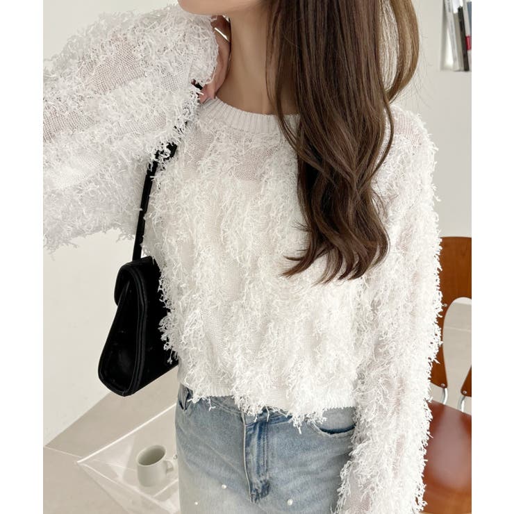 【Eclat one】 クルーネック フェザー ニット | Eclat one | 詳細画像4 