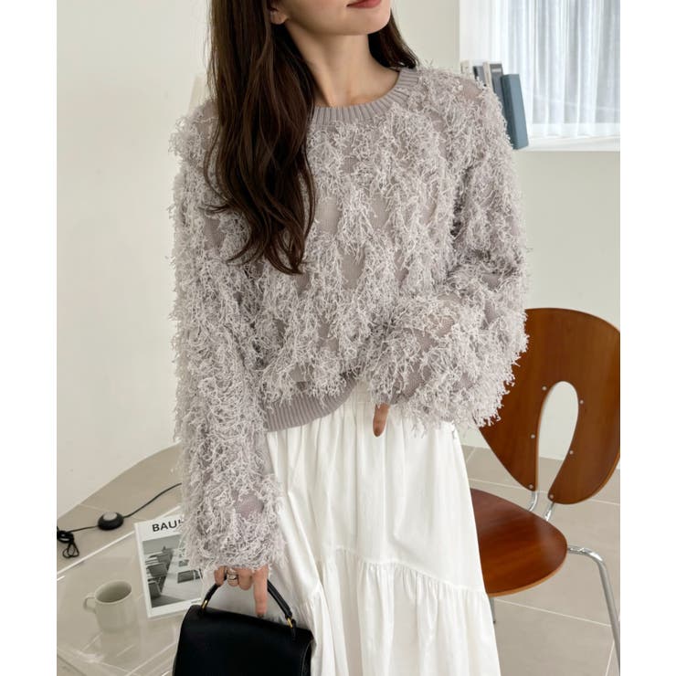 【Eclat one】 クルーネック フェザー ニット | Eclat one | 詳細画像6 