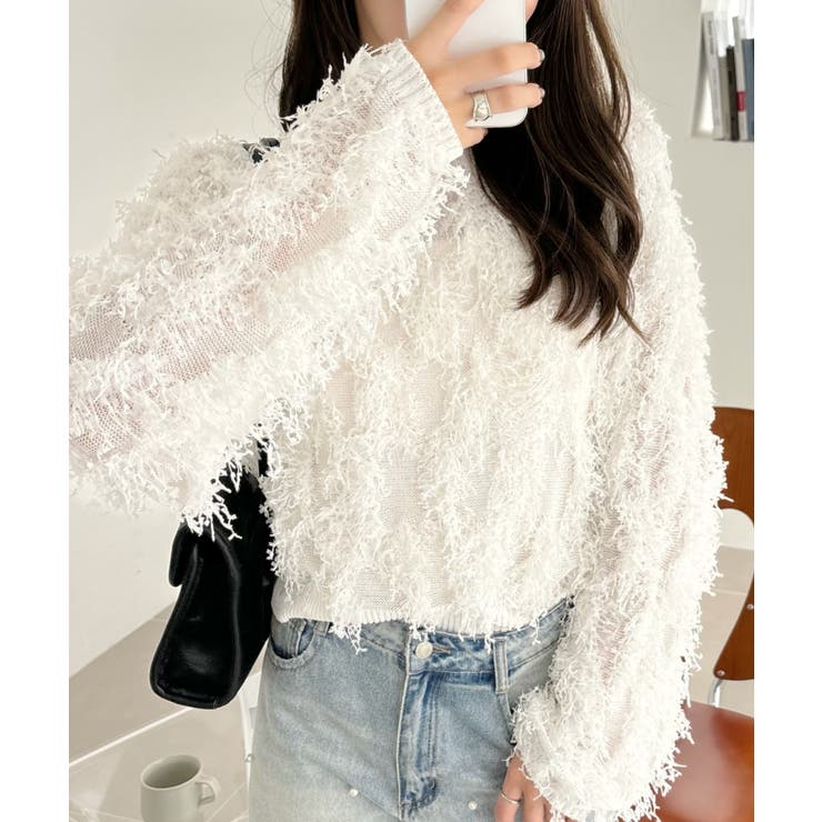 【Eclat one】 クルーネック フェザー ニット | Eclat one | 詳細画像7 