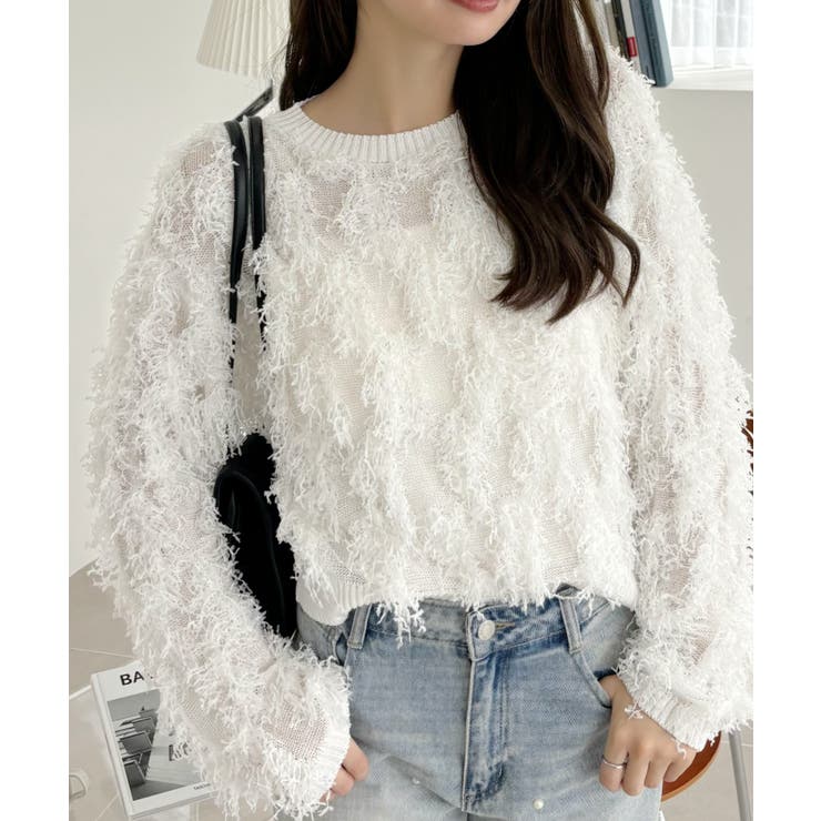 【Eclat one】 クルーネック フェザー ニット | Eclat one | 詳細画像8 