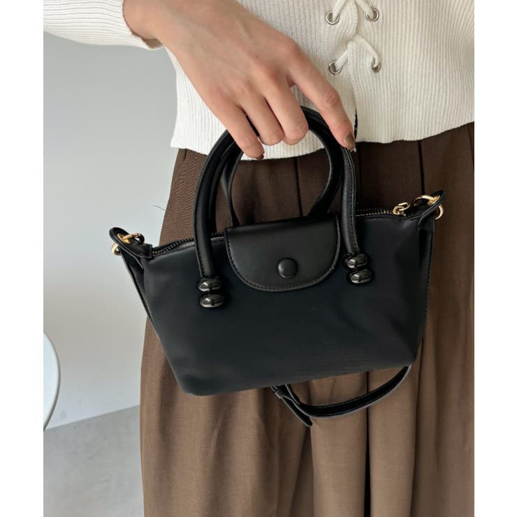 ナイロン フェイクレザードッキング ミニ ショルダーバッグ[品番