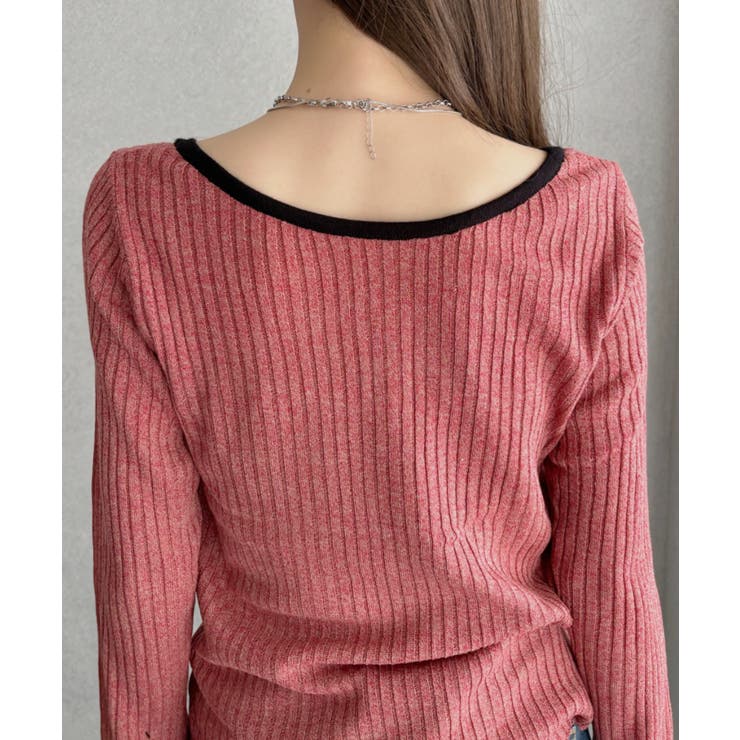 【Eclat one】配色ヘンリーネック リブニット | Eclat one | 詳細画像26 