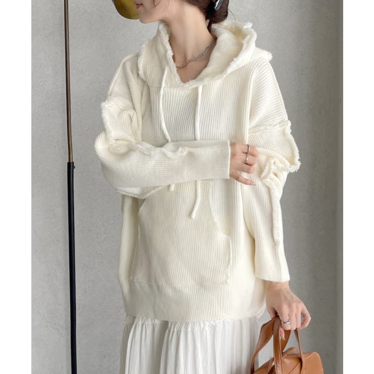 グランジ風 オーバーサイズ フーディー ニット | Ada. | 詳細画像22 