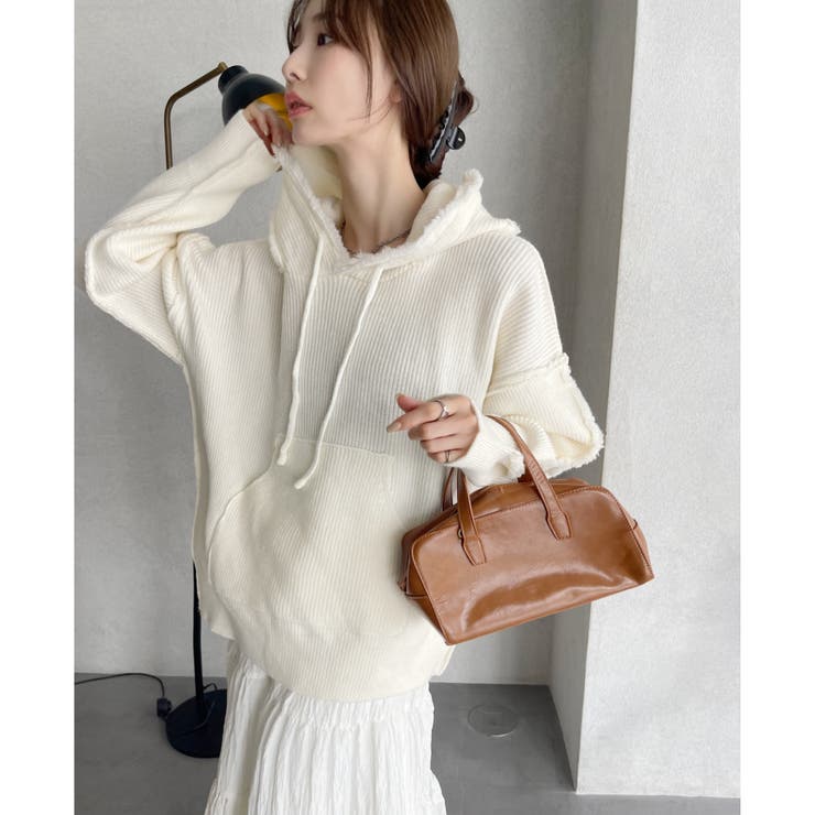 グランジ風 オーバーサイズ フーディー ニット | Ada. | 詳細画像24 