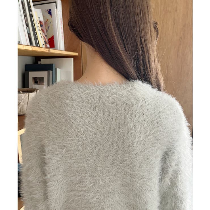 シャギー Vネック マーブルボタン ルーズ カーディガン | Ada. | 詳細画像32 