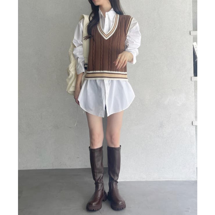 ケーブル編み チルデンニットベスト | Ada. | 詳細画像13 