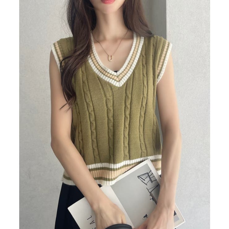 ケーブル編み チルデンニットベスト | Ada. | 詳細画像14 