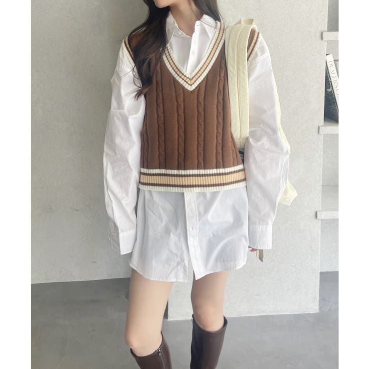 ケーブル編み チルデンニットベスト | Ada. | 詳細画像23 